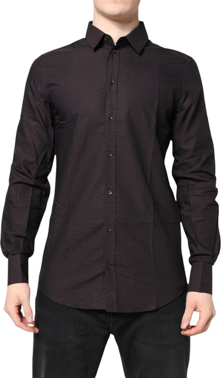 Dolce & Gabbana Dolce & Gabbana Maroon Jacquard Cotton GOLD Men Dress Shirt
