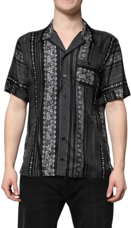 Dolce & Gabbana Dolce & Gabbana Black Silk Floral Print Short Sleeves Shirt