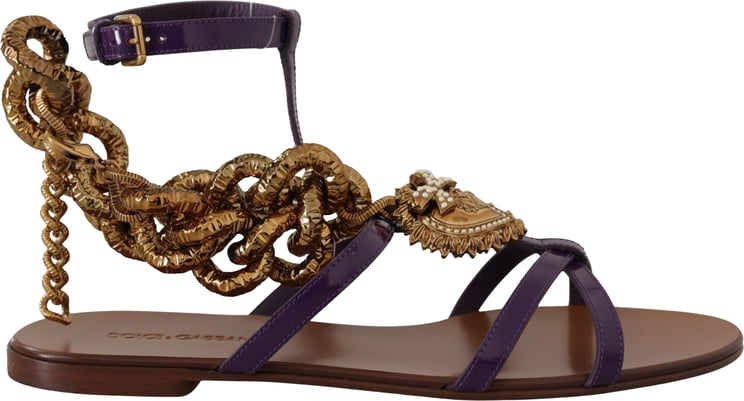 Dolce & Gabbana Dolce & Gabbana Purple Leather Devotion Flats Sandals Shoes