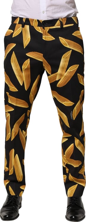 Dolce & Gabbana Dolce & Gabbana Black Pasta Print Tapered Men Pants