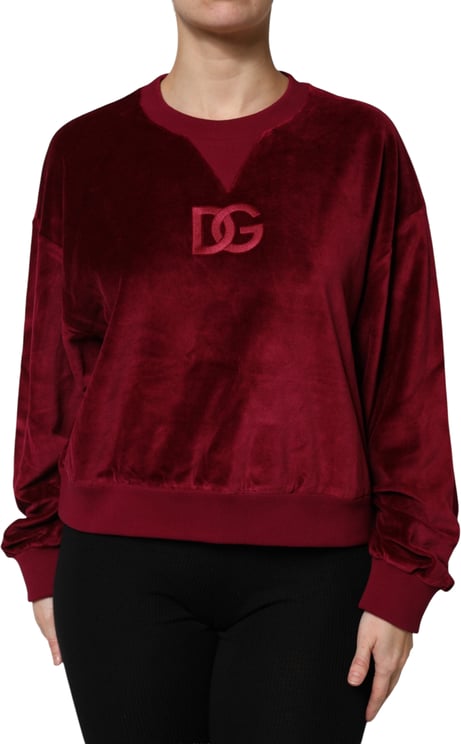Dolce & Gabbana Dolce & Gabbana Red Cotton Velvet Crew Neck Pullover Sweater