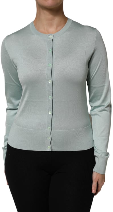 Dolce & Gabbana Dolce & Gabbana Light Green Silk Button Down Cardigan Sweater