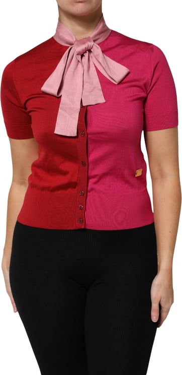 Dolce & Gabbana Dolce & Gabbana Pink Short Sleeves Buttoned Ascot Collar Top