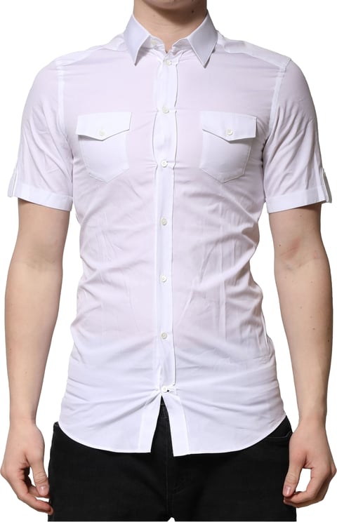 Dolce & Gabbana Dolce & Gabbana White Cotton Short Sleeves GOLD Casual Shirt