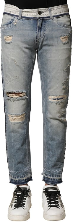 Dolce & Gabbana Dolce & Gabbana Light Blue Tattered Straight Men Denim Jeans