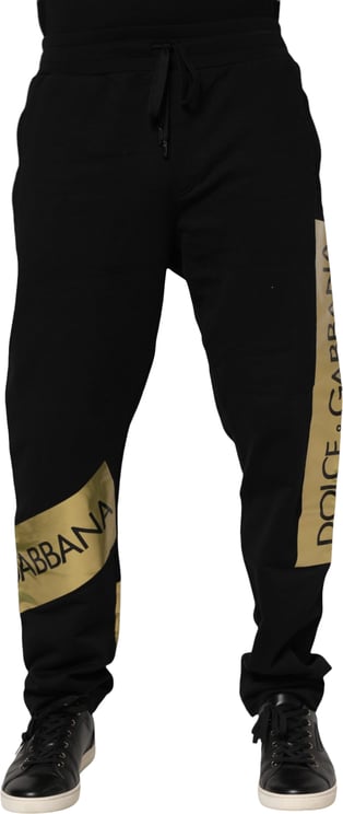 Dolce & Gabbana Dolce & Gabbana Black Cotton Logo Tape Men Jogger Pants