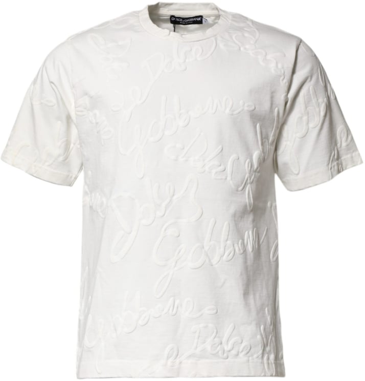 Dolce & Gabbana Dolce & Gabbana White Cotton Logo Embossed Crew Neck T-shirt