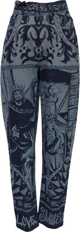 Dolce & Gabbana Dolce & Gabbana Blue Graphic Print Tapered Denim Jeans