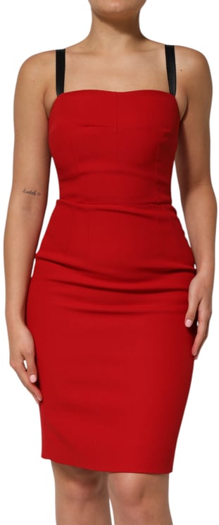 Dolce & Gabbana Dolce & Gabbana Red Stretch Bodycon Sheath Knee Length Dress