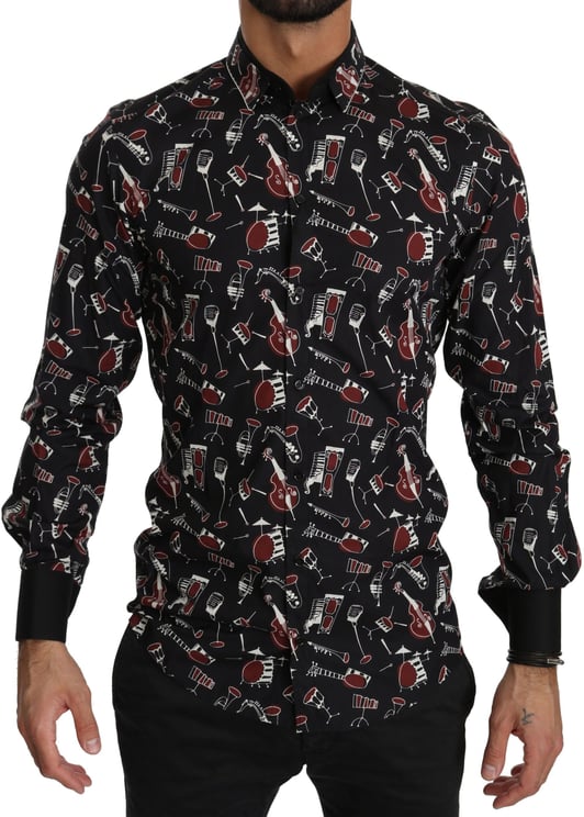 Dolce & Gabbana Dolce & Gabbana Black Musical Instrument Slim fit Shirt
