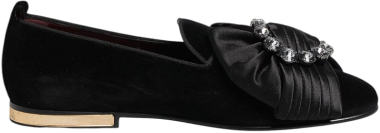 Dolce & Gabbana Dolce & Gabbana Black VATICANO Crystal Ribbon Slip On Shoes