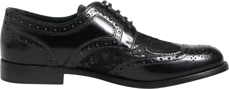 Dolce & Gabbana Dolce & Gabbana Black Leather Floral Lace Dress Formal  Shoes