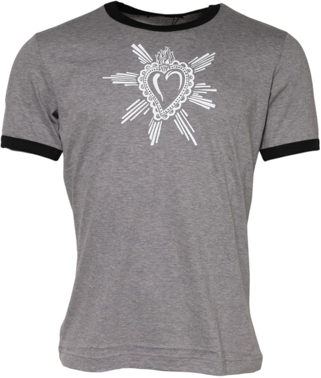 Dolce & Gabbana Dolce & Gabbana Gray Sacred Heart Cotton Crew Neck T-shirt