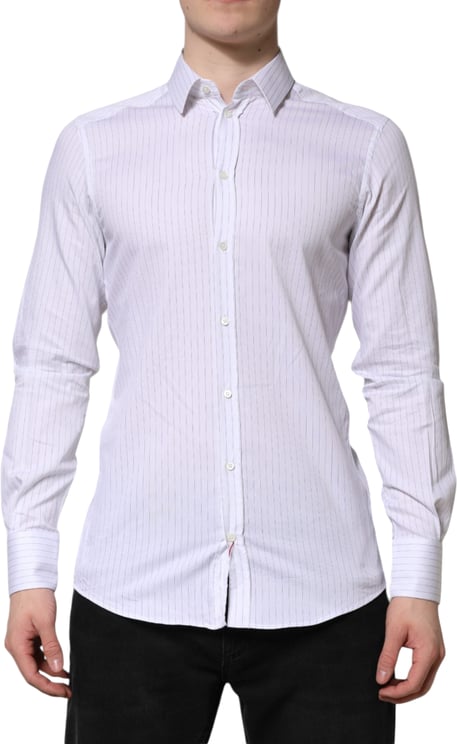 Dolce & Gabbana Dolce & Gabbana White Stripes Cotton Long Sleeve Formal Shirt