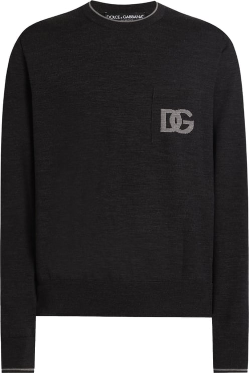 Dolce & Gabbana Black Fine-Knit Wool Crew Neck Sweater
