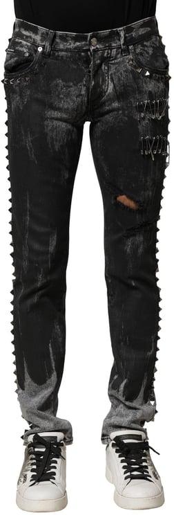 Dolce & Gabbana Dolce & Gabbana Black Washed Embellished Skinny Denim Jeans