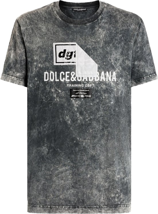 Dolce & Gabbana Washed Textured Cotton Layered Graphic T-Shirt