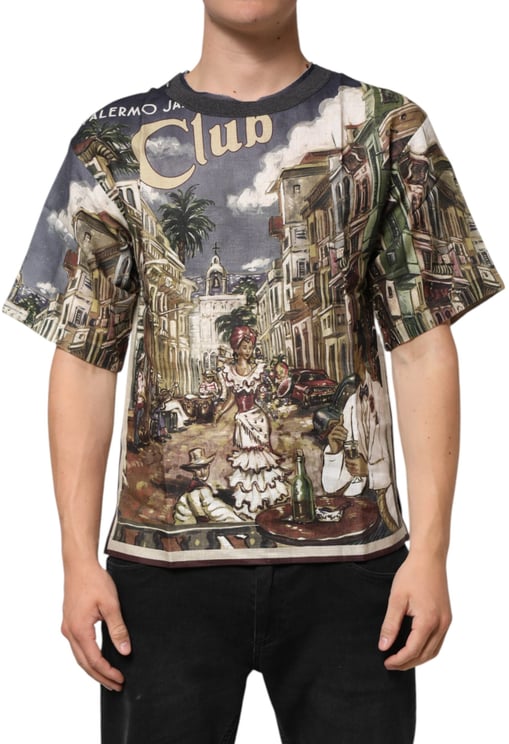 Dolce & Gabbana Dolce & Gabbana Palermo Jazz Club Linen Crew Neck Men T-shirt