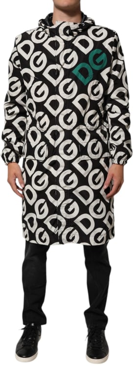 Dolce & Gabbana Dolce & Gabbana Black White Logo Print Hooded Coat Men Jacket