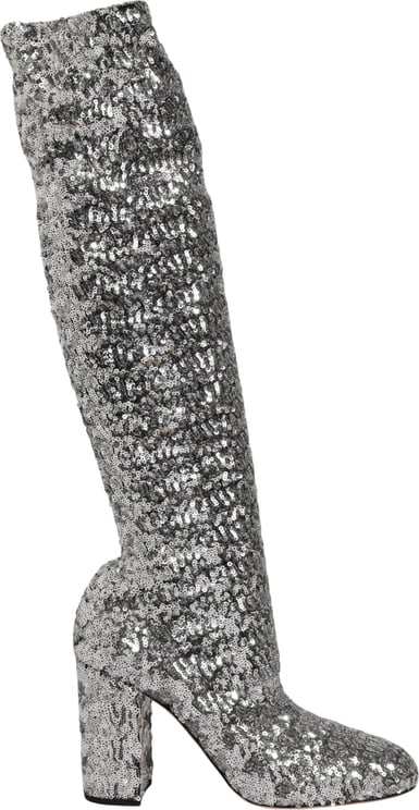 Dolce & Gabbana Dolce & Gabbana Shoes Silver Sequins Glitter High Heel Boot Shoes