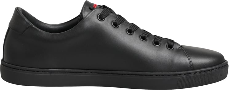 Dolce & Gabbana Dolce & Gabbana Black Leather Crystal Heart Low Top Sneakers Shoes