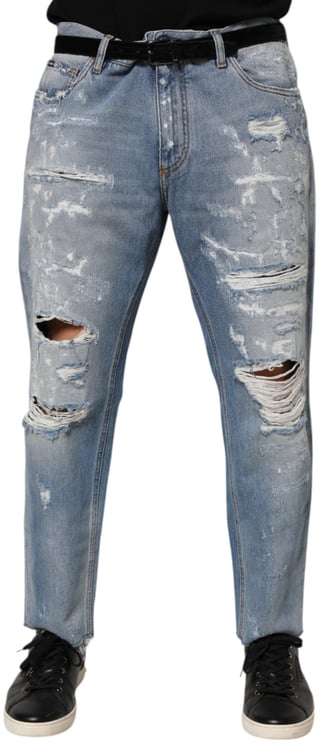 Dolce & Gabbana Dolce & Gabbana Blue Distressed Ripped Denim Pants Jeans