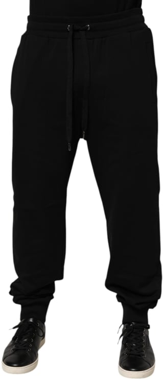 Dolce & Gabbana Dolce & Gabbana Black Cotton Drawstring Logo Sweatpants Pants