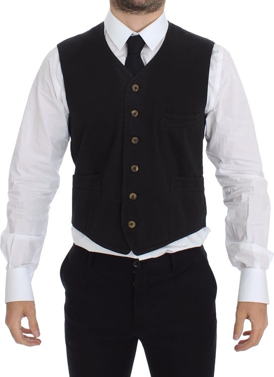 Dolce & Gabbana Dolce & Gabbana Black Cotton Viscose Dress Vest Blazer