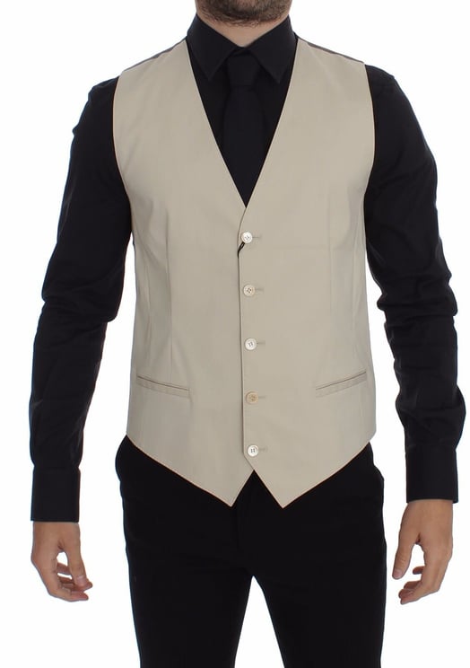 Dolce & Gabbana Dolce & Gabbana Beige Cotton Stretch Dress Vest Blazer