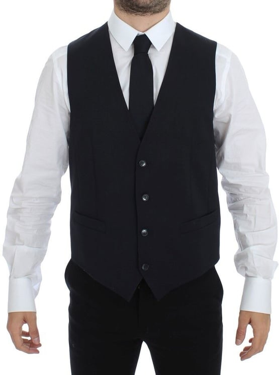 Dolce & Gabbana Dolce & Gabbana Gray Striped Wool Silk Dress Vest Gilet
