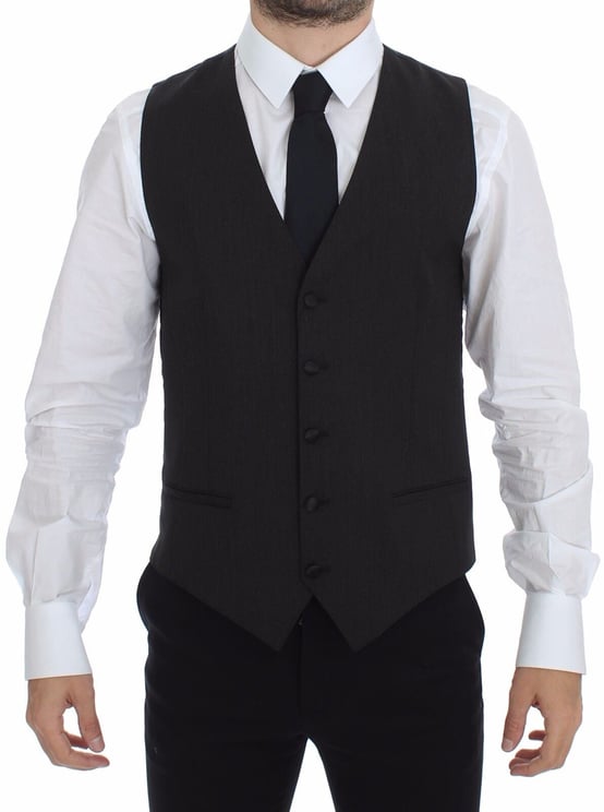 Dolce & Gabbana Dolce & Gabbana Gray Wool Stretch Dress Vest Blazer