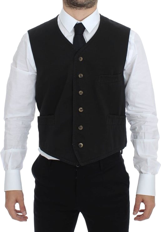Dolce & Gabbana Dolce & Gabbana Black Cotton Blend Dress Vest Gilet