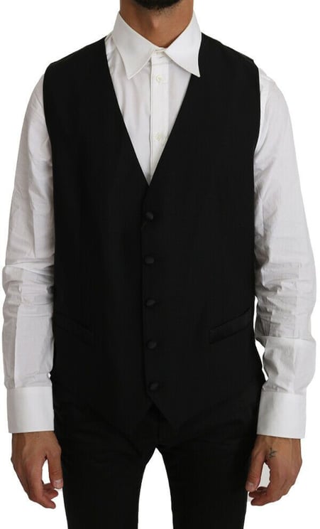 Dolce & Gabbana Dolce & Gabbana Black Solid Wool Silk Vest