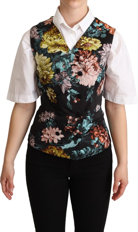 Dolce & Gabbana Dolce & Gabbana Black Jacquard Floral Waistcoat Vest