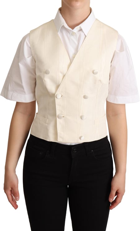 Dolce & Gabbana Dolce & Gabbana Beige Silk Sleeveless Waistcoat Vest