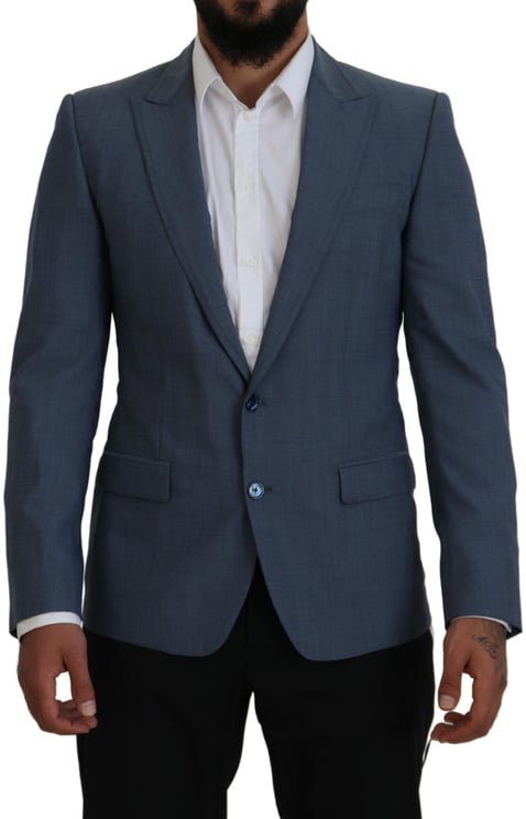 Dolce & Gabbana Dolce & Gabbana Blue Wool Stretch Slim Fit Jacket Blazer