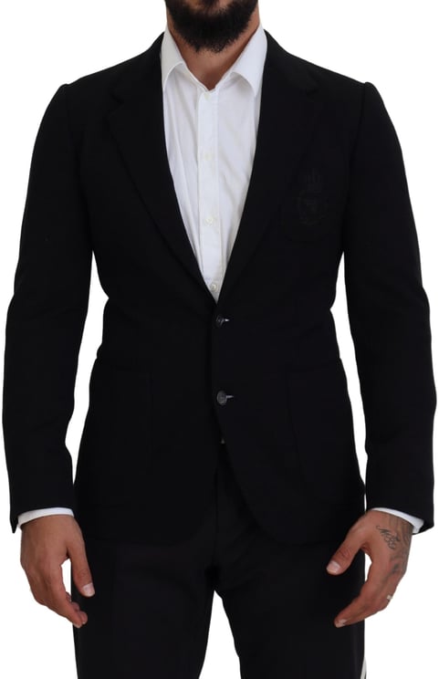 Dolce & Gabbana Dolce & Gabbana Black Wool Crown Slim Fit Jacket Blazer