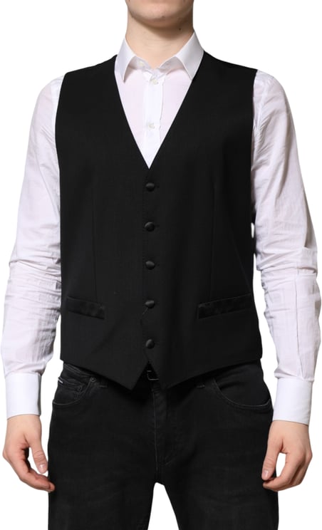 Dolce & Gabbana Dolce & Gabbana Black Wool Dress Formal Men Waistcoat Vest