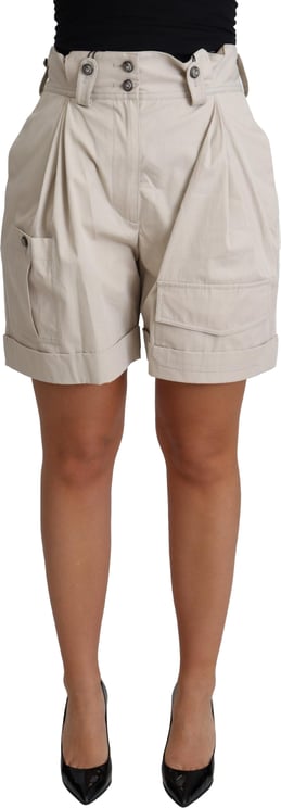 Dolce & Gabbana Dolce & Gabbana Beige Cotton Pleated High Waist Casual Shorts