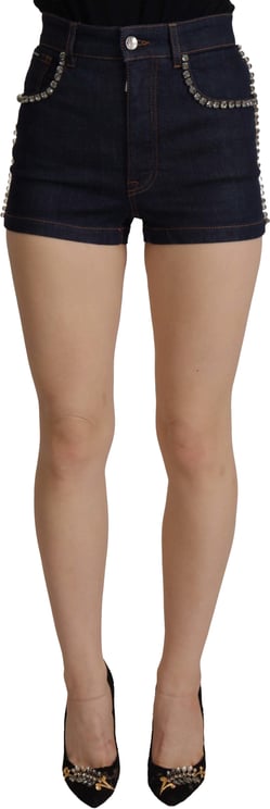 Dolce & Gabbana Dolce & Gabbana Blue Denim Stretch Crystal Hot Pants Shorts