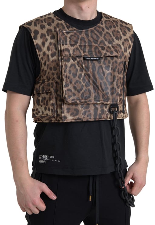 Dolce & Gabbana Dolce & Gabbana Brown Leopard Silk Sleeveless Sportswear