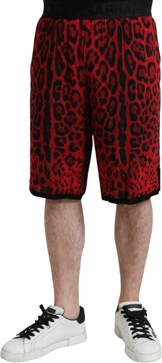 Dolce & Gabbana Dolce & Gabbana Red Leopard Print Viscose Bermuda Shorts