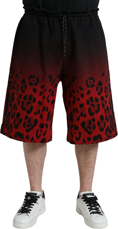 Dolce & Gabbana Dolce & Gabbana Red Leopard Print Cotton Bermuda Shorts