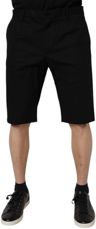 Dolce & Gabbana Dolce & Gabbana Black Cotton Stretch Mid Waist Bermuda Shorts