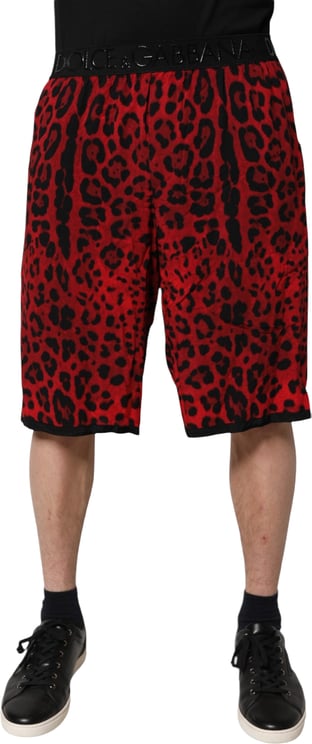Dolce & Gabbana Dolce & Gabbana Red Leopard Print Viscose Bermuda Shorts