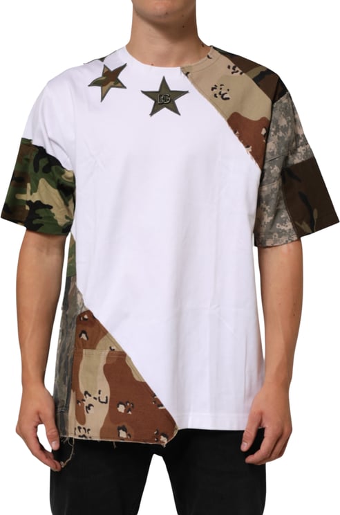 Dolce & Gabbana Dolce & Gabbana White Camouflage Patckwork Men Cotton T-shirt