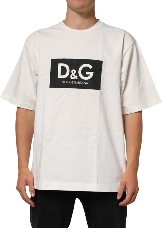 Dolce & Gabbana Dolce & Gabbana White Logo Print Cotton Crew Neck Men T-shirt