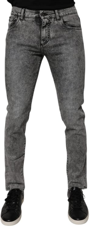 Dolce & Gabbana Dolce & Gabbana Dark Gray Washed Cotton Slim Fit Denim Jeans