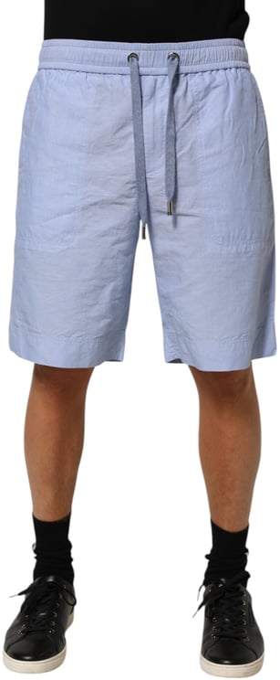 Dolce & Gabbana Dolce & Gabbana Light Blue Linen Mid Waist Men Bermuda Shorts