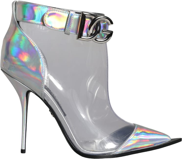 Dolce & Gabbana Dolce & Gabbana Silver Iridescent PVC Pointed Short Boots Shoes